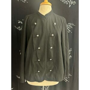 Maurices Black Military Blazer Jacket Silver Crest Buttons Mandarin Collar 1X